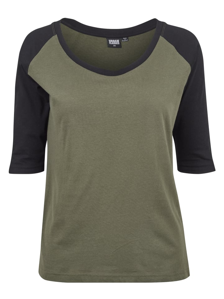 T-Shirt in olive/black