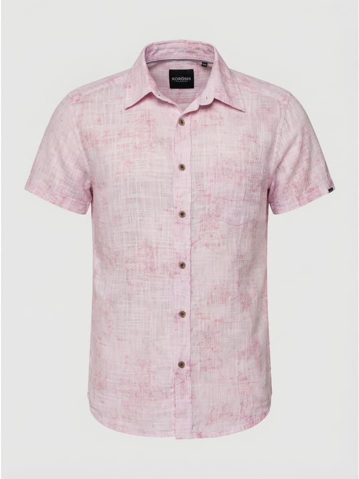 Herren kurzarmhemd allover in pink