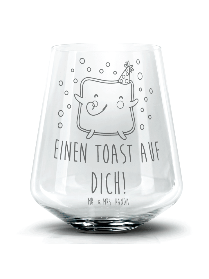 Blümchentailglas Toast Party mit Spruch in Transparent