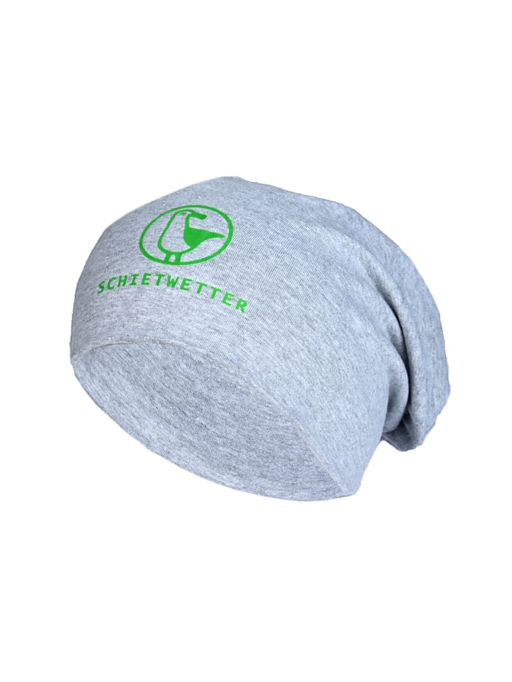 Beanie mit Print Möwe in grey/neon green