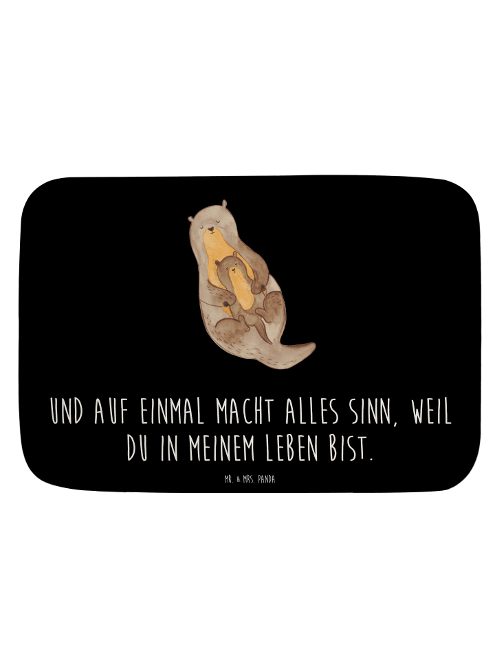 Badematte Otter Kind mit Spruch in Schwarz