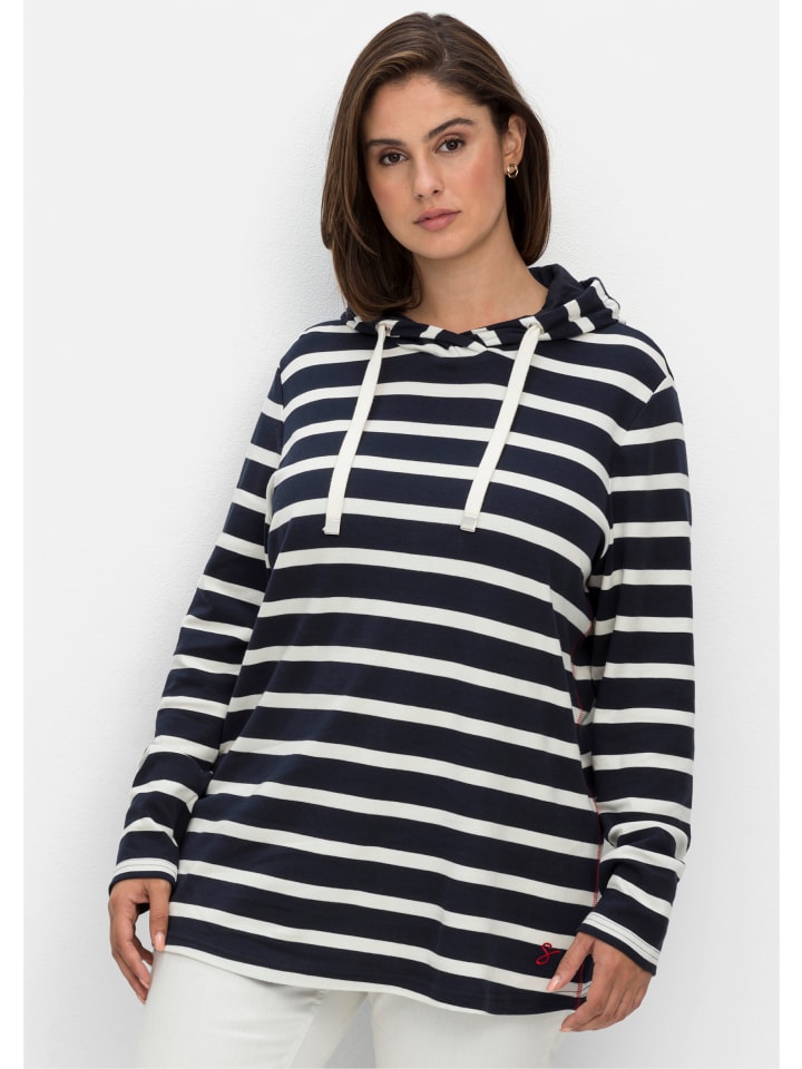 Langarmshirt in nachtblau-gestreift