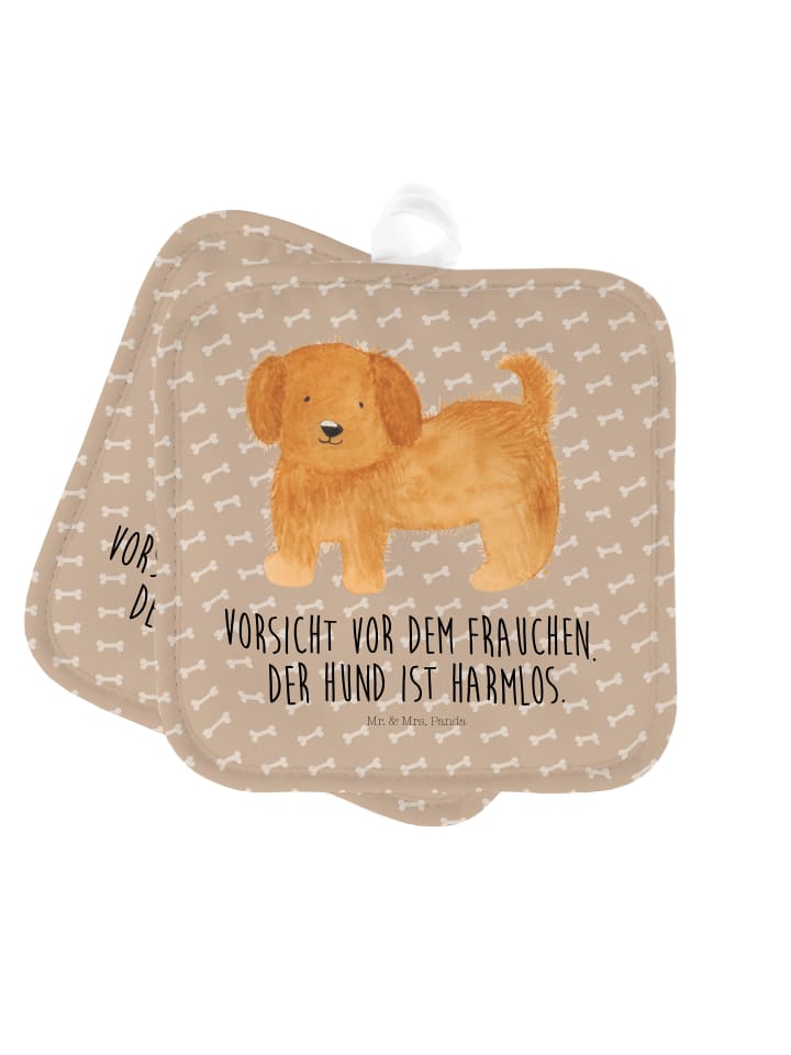 Topflappen Hund Flauschig mit Spruch in Hundeglück