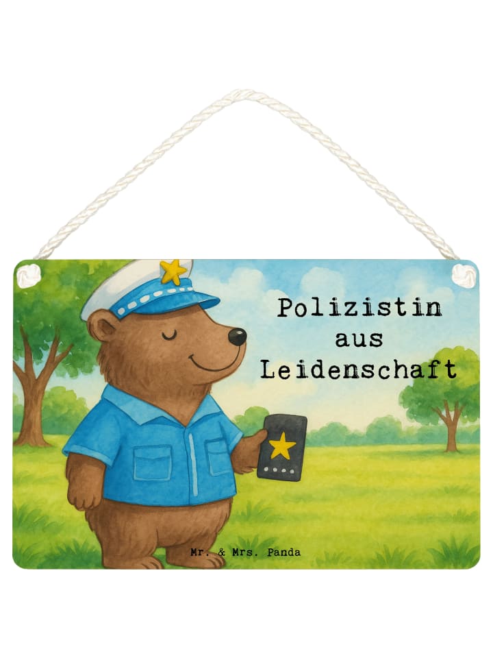 Schild Polizistin Leidenschaft Design mit Spruch in Weiß
