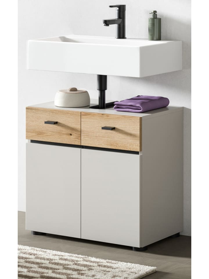 Waschbeckenunterschrank Kaschmir, Eiche Evoke 60 cm, Badschrank 2-türig