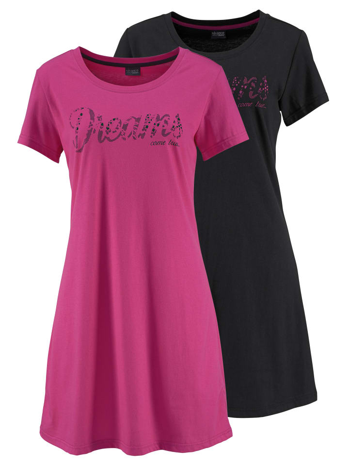 VIVANCE DREAMS Sleepshirt in pink, schwarz günstig kaufen | limango