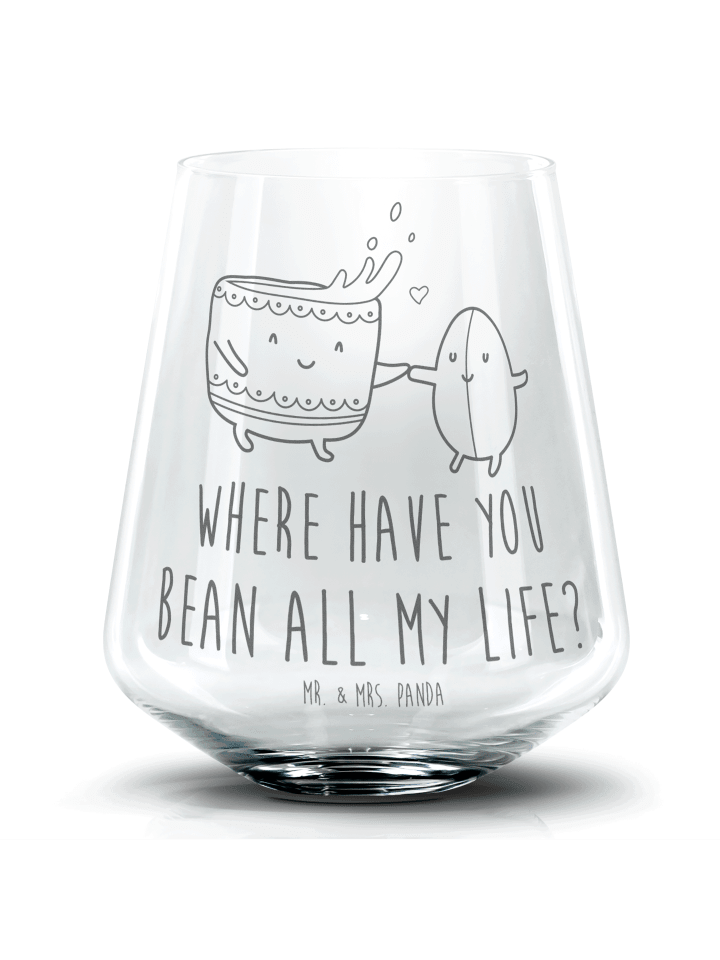 Whiskyglas Kaffee Bohne mit Spruch in Transparent