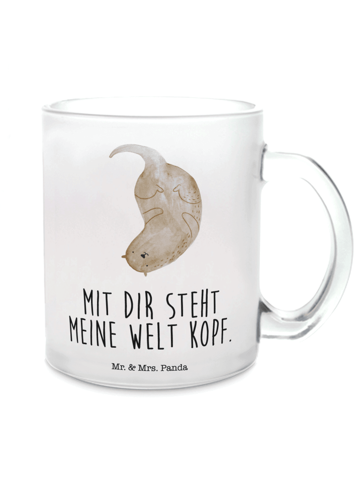 Kaffeebecher Otter Kopfüber mit Spruch in Transparent