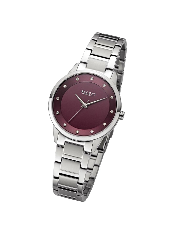 Analog-Armbanduhr Regent Metallarmband silber mittel (ca. 33mm)