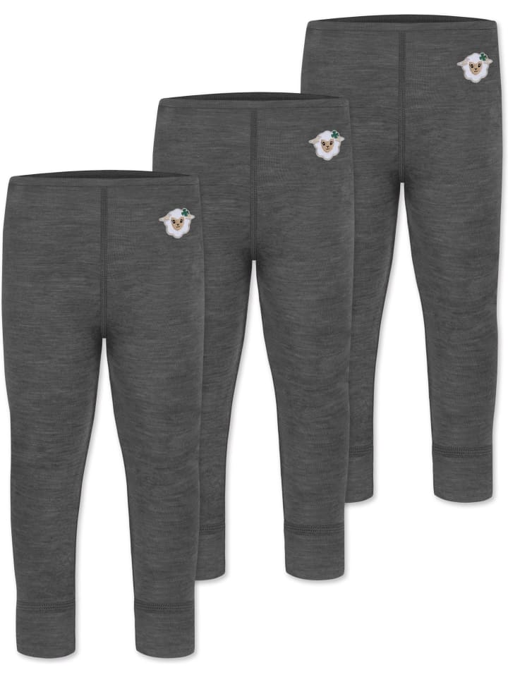 3er Pack Baby Merino Lange Unterhose Tutira in Anthrazit