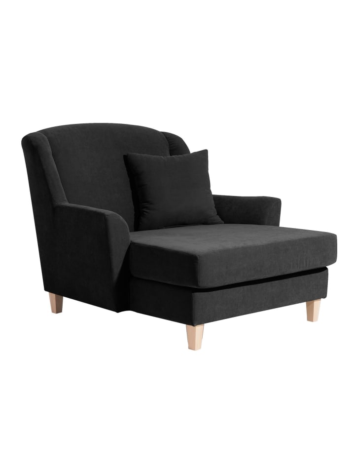 SESSEL XXL Karil Bezug Veloursstoff Buche natur / schwarz