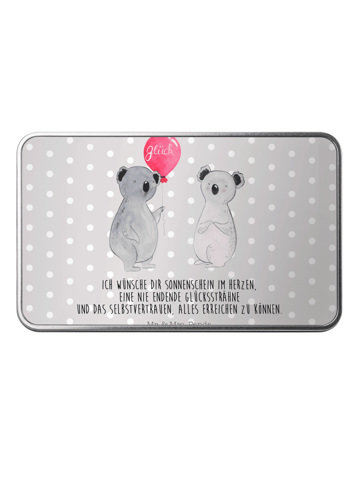 Keksdose Koala Luftballon mit Spruch in Grau Pastell