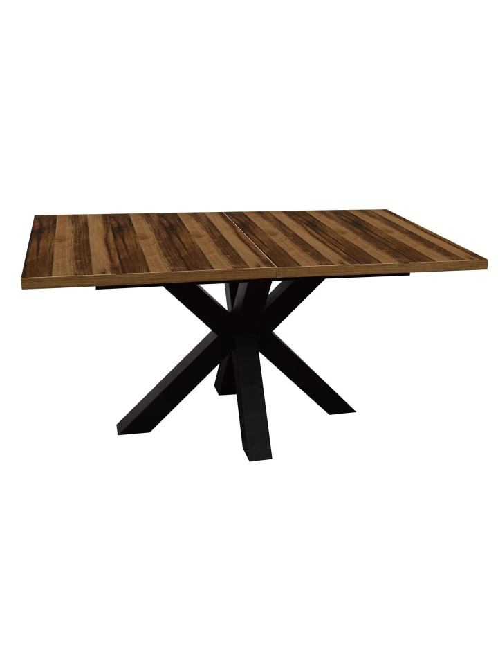 ESSTISCH ausziehbar Elda 1 140x90x75 Schwarzstahl/Plankeneiche