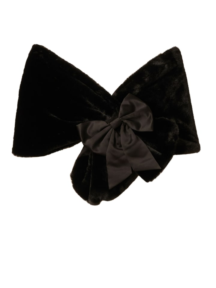 Bolero Faux Fur Bow Coverup in schwarz