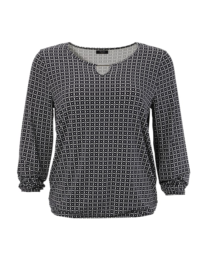 Langarmshirt in dunkelblau-weiß