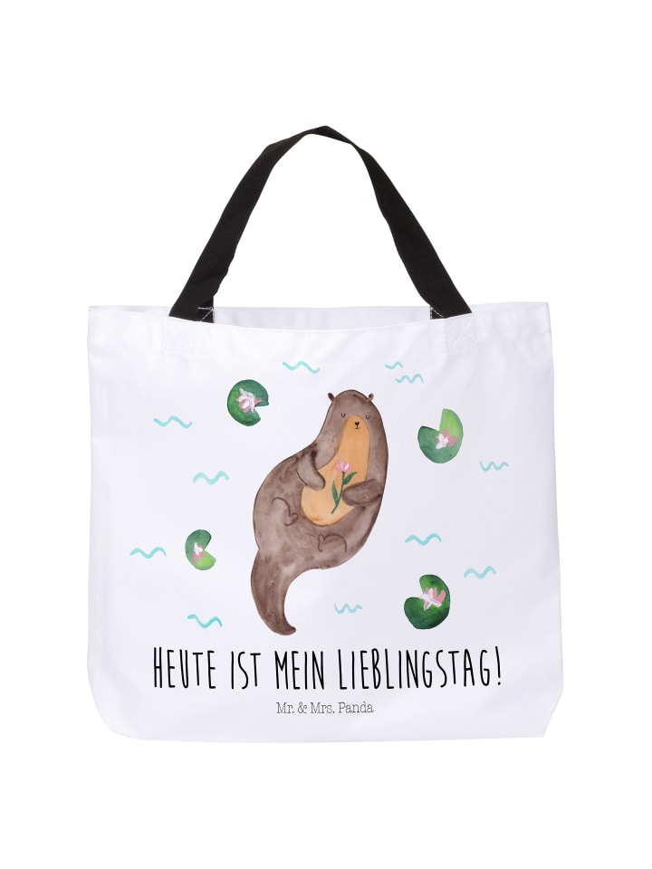 Stoffbeutel Otter Seerose mit Spruch in Weiß
