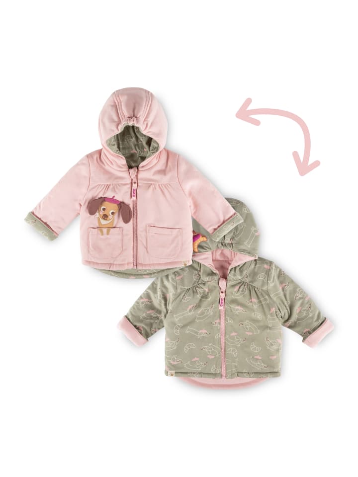 Wendejacke wattiert Petit Croissant in rosa/grün