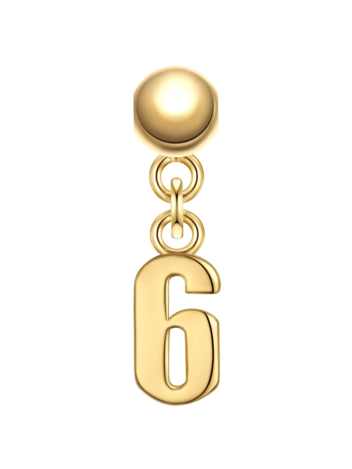 Charm Ziffer 6 aus Sterling Silber in gelbgold