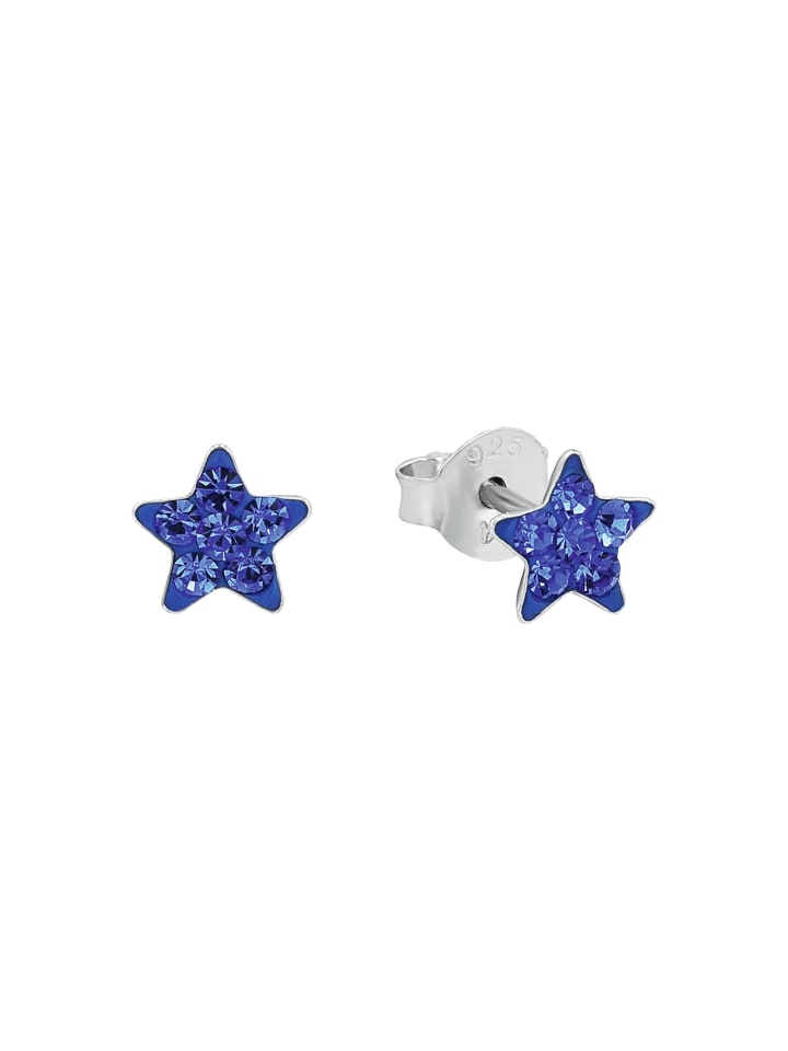 Ohrstecker Silber 925, rhodiniert in Blau