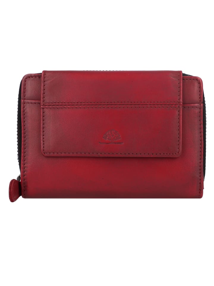 Destressed Geldbörse RFID Schutz Leder 13.5 cm deep red