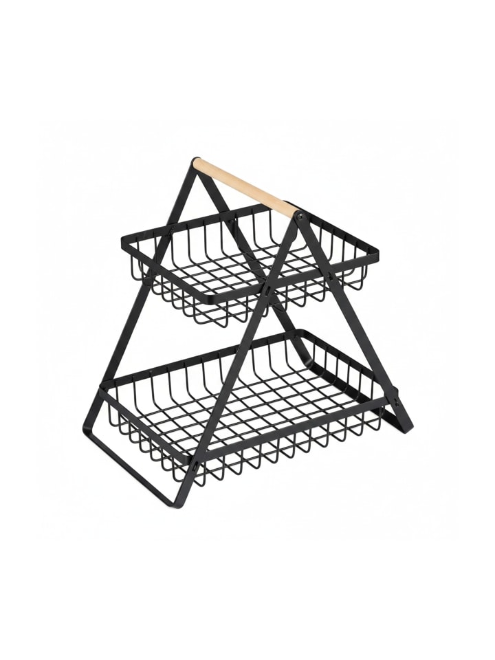 Obstkorb Etagere in Schwarz - 2 Etagen