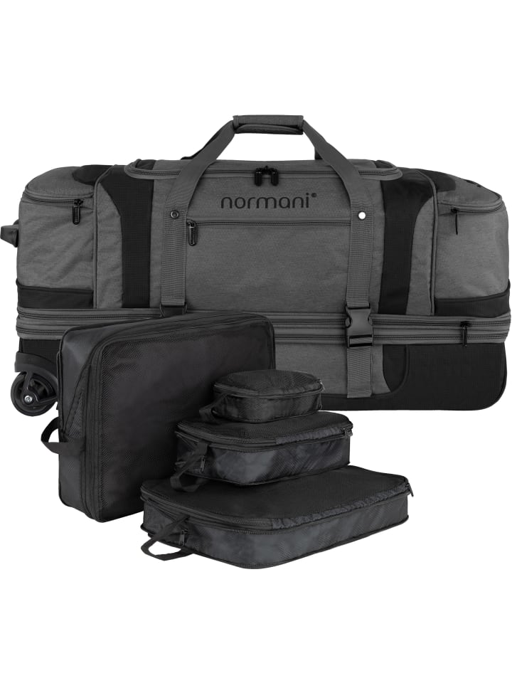 Reisetrolley 120-150 L mit Kleidertaschen in Grau/Schwarz