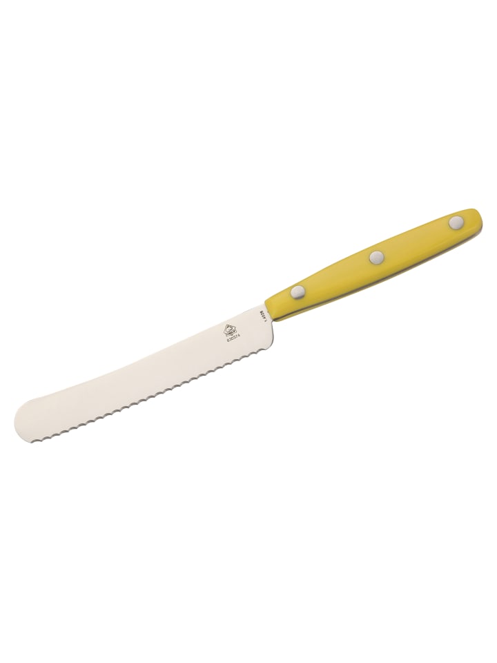 PUMA Buckelmesser mit Wellenschliff, Küchenmesser mit gelbem ABS Griff