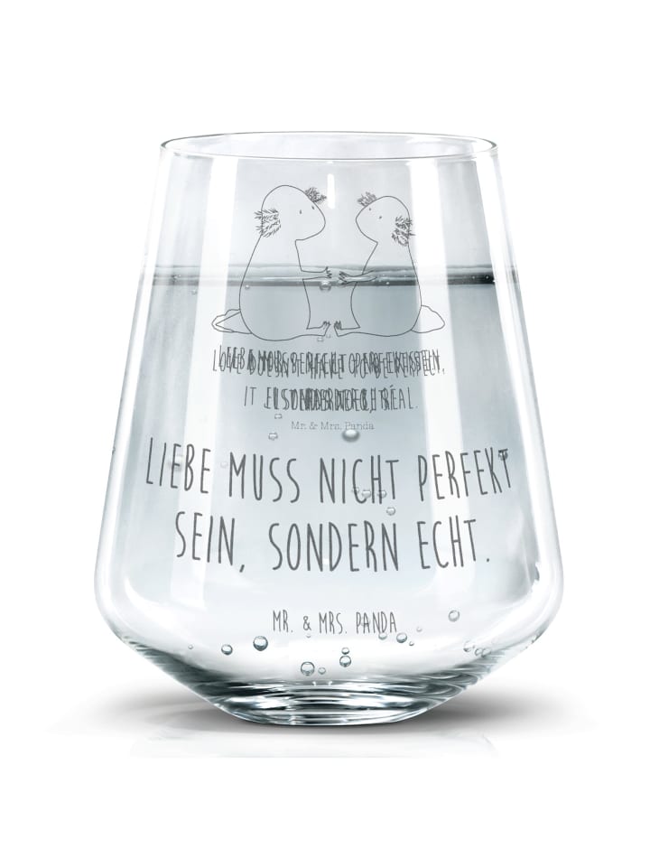 Schönes Glas Axolotl Liebe mit Spruch in Transparent