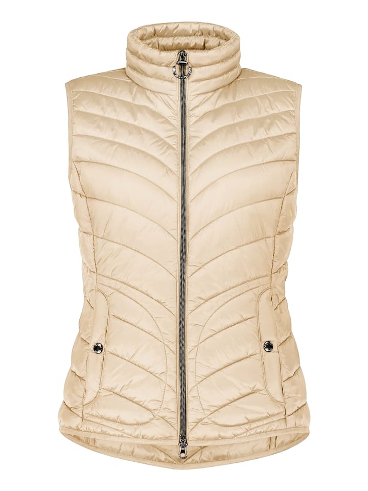 Steppweste mit Stehkragen in Beige