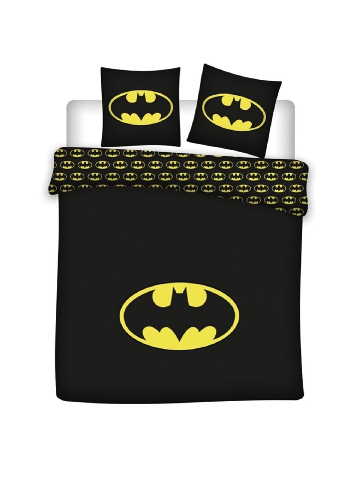 Batman 3-teiliges Bettwäsche-Set – 1x Deckenbezug (240x220) & in Schwarz