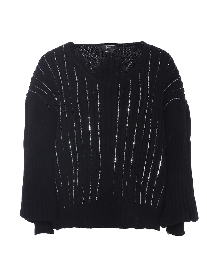 Damen Strickpullover Mit Pailletten in SCHWARZ