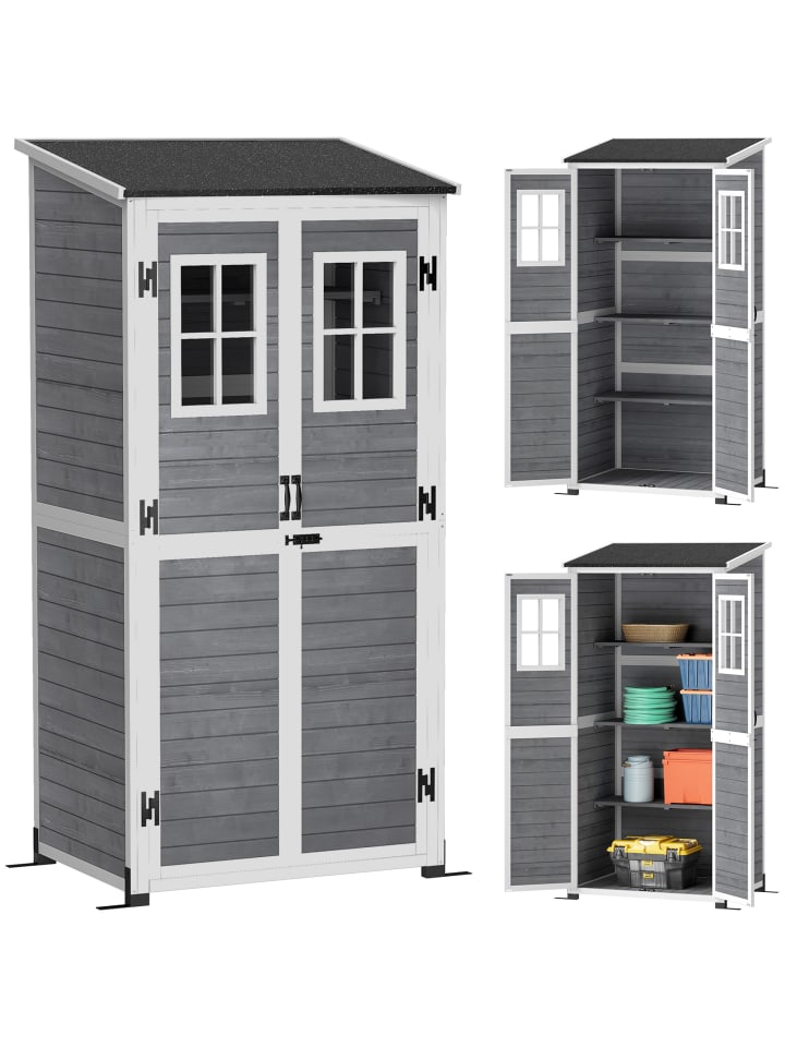 Gartenschrank,91cm x 69cm x 192cm,grau