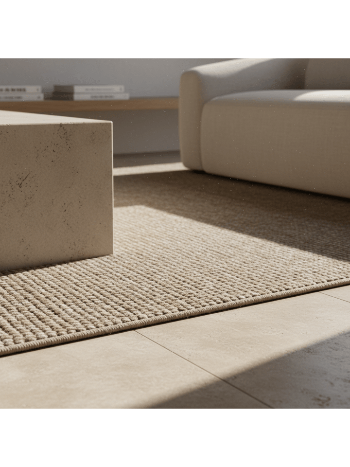 Teppich Flachgewebe Waschbar Einfarbig CIMA Strapazierfähig OEKO-TEX in Beige