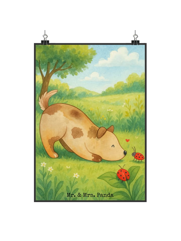 Wandbild Hund Marienkäfer Design ohne Spruch in Weiß