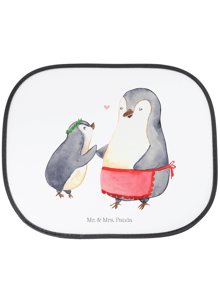 Auto Sonnenblende Pinguin mit Kind ohne Spruch in Weiß