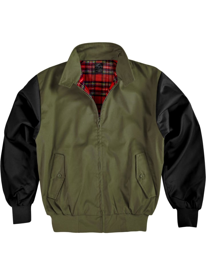Herren Harrington Jacke in Oliv/Schwarz