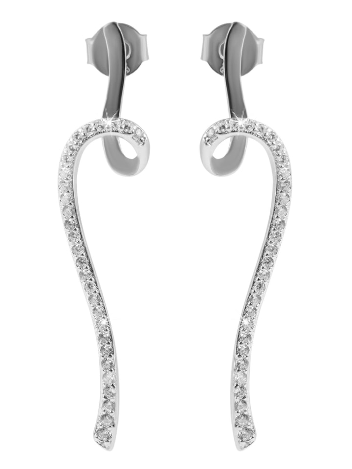 Damen Ohrringe – Ohrstecker aus 925 Silber mit Zirkonia in silber