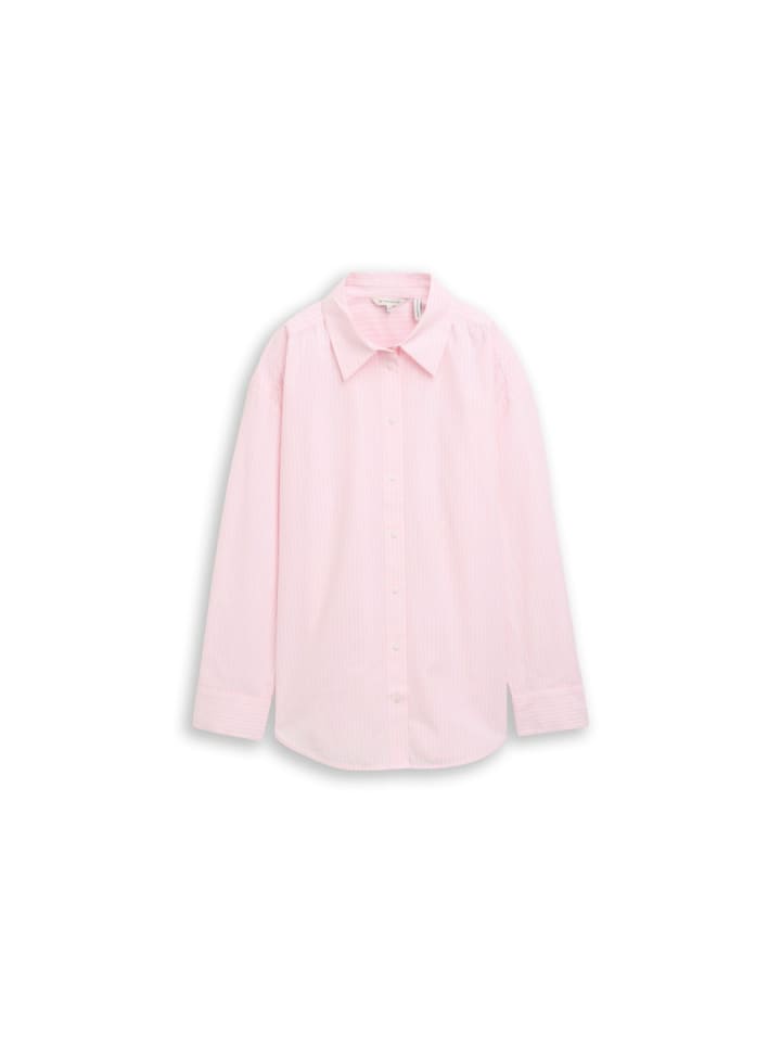 Langarmbluse in light pastel pink stripe