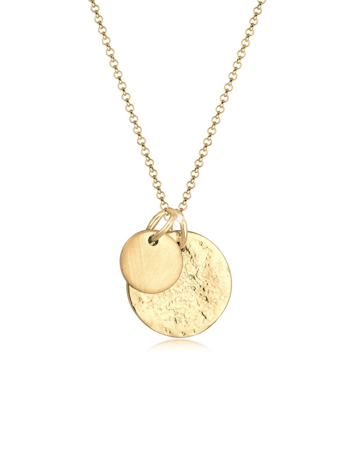 Halskette 925 Sterling Silber Geo, Plättchen in Gold