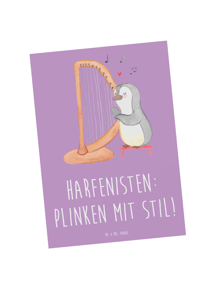 Postkarte Harfe mit Stil mit Spruch in Lavendeltraum
