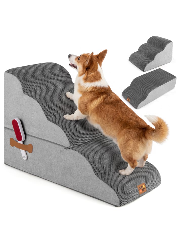 Hundetreppe 5 Stufen Abnehmbar in Grau