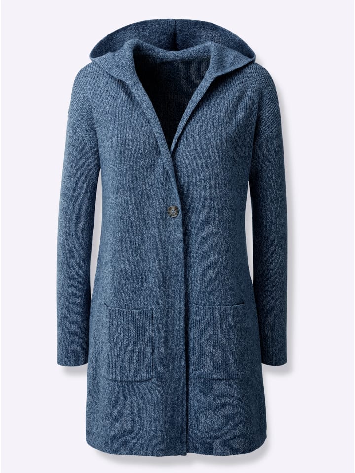 Strickjacke in rauchblau-bleu-meliert