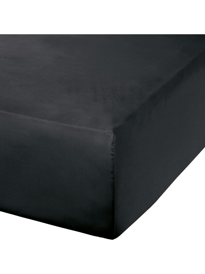 Mako-Satin Spannbettlaken Landshut in schwarz
