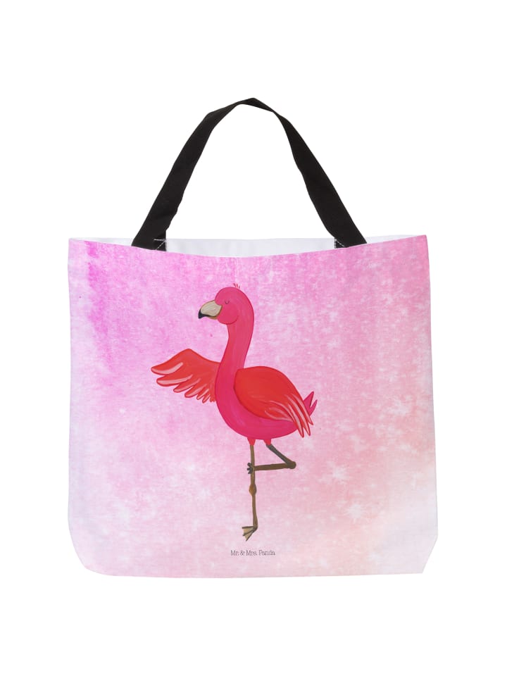 Tote Bag Flamingo Yoga ohne Spruch in Aquarell Pink