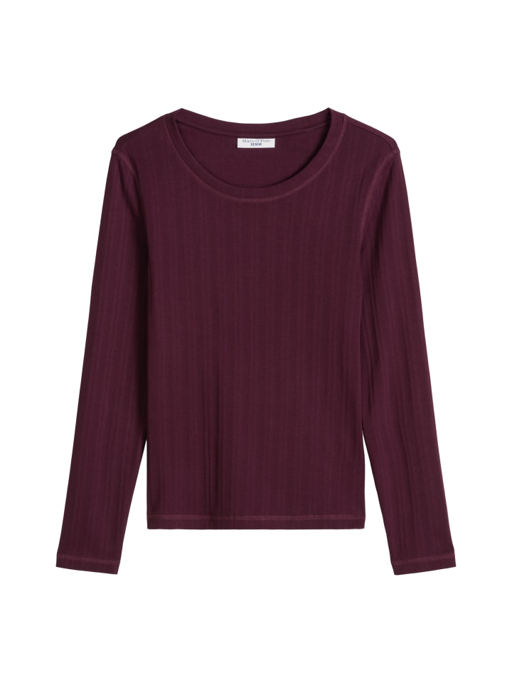Ripp-Jersey-Longsleeve slim in Mahagony Jam
