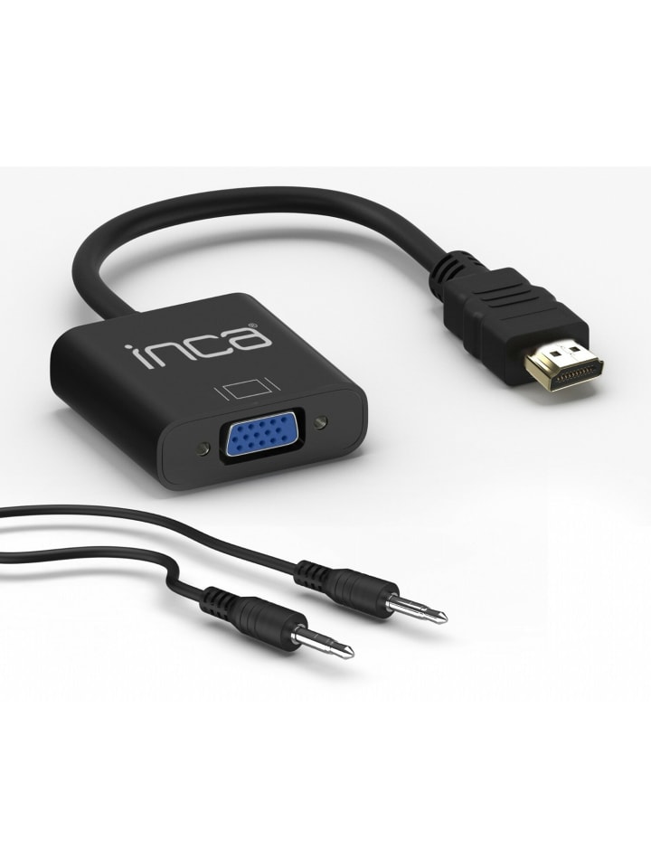 Inca HDMI-auf-VGA-Adapter mit inkludiertem Audiokabel – Optimieren in Schwarz