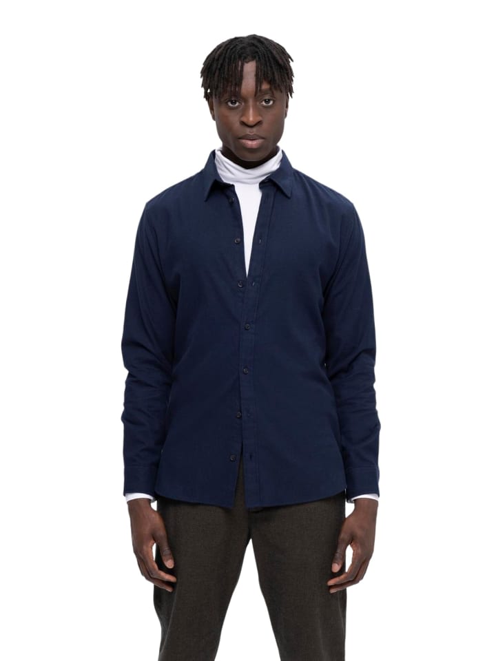 Hemd SLHSLIMOWEN-FLANNEL in Blau