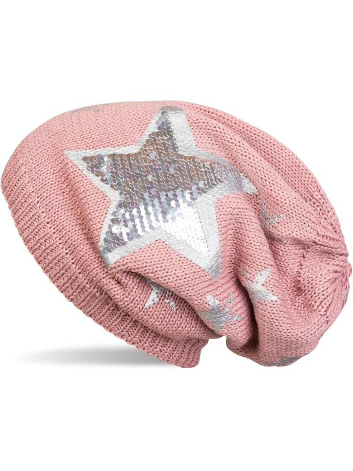 Strick Beanie Mütze in Altrose