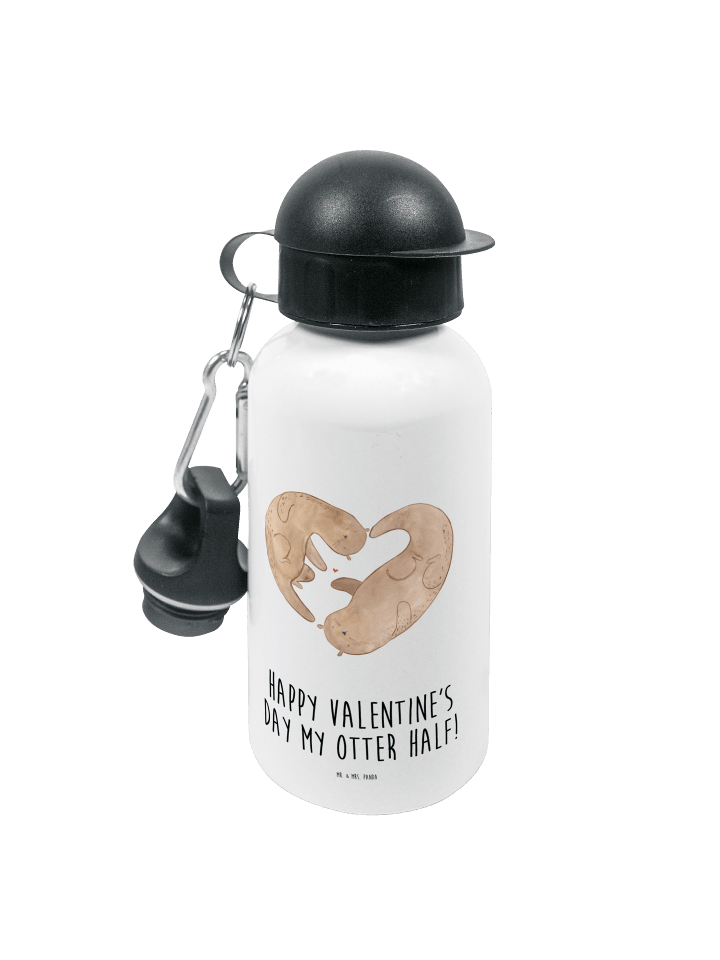 Trinkflasche Otter Valentine mit Spruch in Weiß