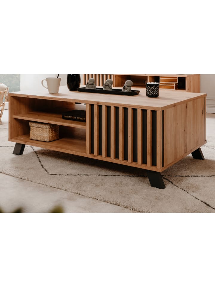 Couchtisch Eiche Artisan, anthrazit 110 cm, Wohnzimmertisch mit Stauraum
